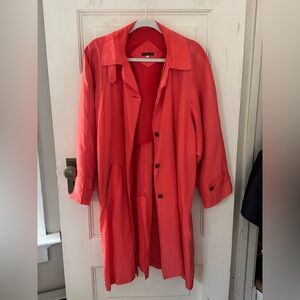 Coral Trench Coat - pure silk unlined